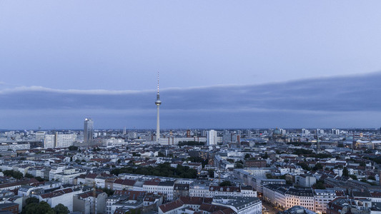 Berlin Television Tower and cityscape at dusk