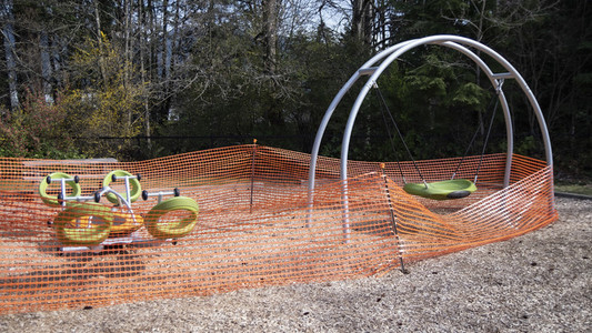 Playground equipment gated off during COVID 19 pandemic