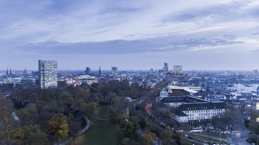 Duesseldorf cityscape and Sternwartpark