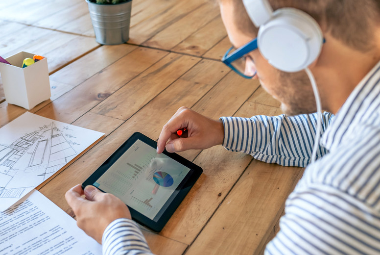 Businessman working in a coworking office