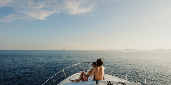 Couple enjoying a luxury yacht tour