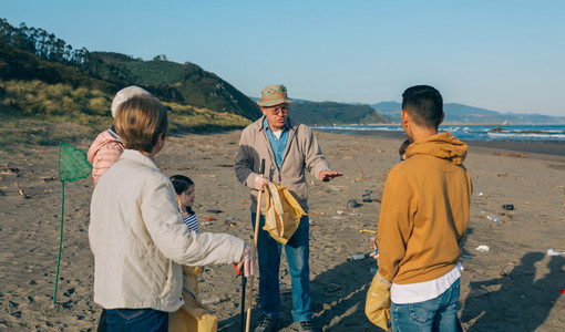 Volunteers preparing to clean the beach