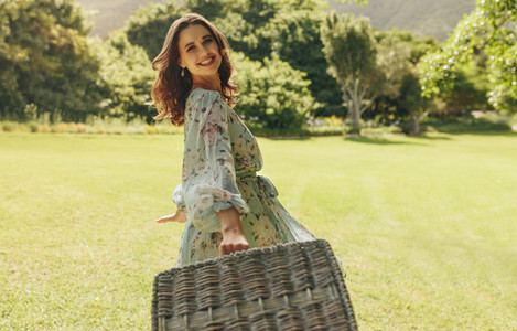 Beautiful woman going on a weekend picnic