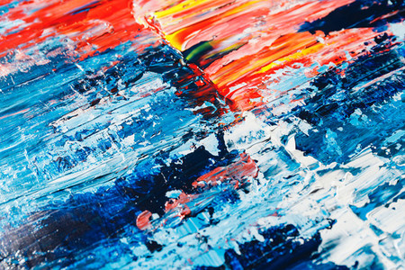 Abstract acrylic background with blue  red and white palette