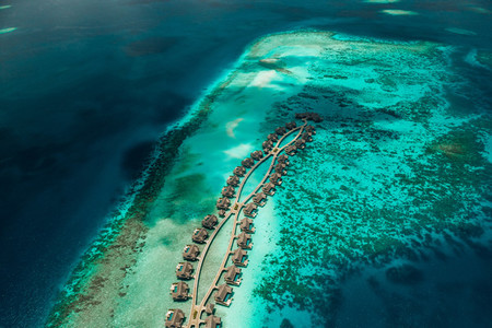 Aerial view of a tropical beach resort