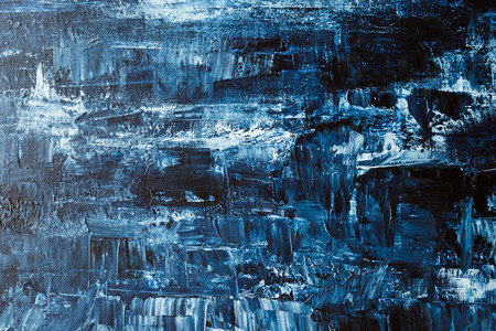 Abstract blue and white acrylic painting made with a palette knife  Modern art concept