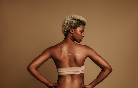 Rear view of african american woman