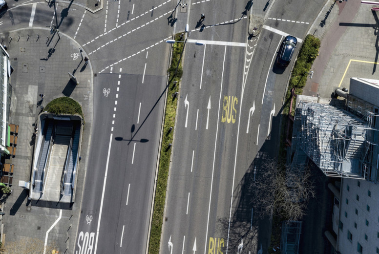 Aerial View Sunny Intersecting City Streets Germany Photo (218009