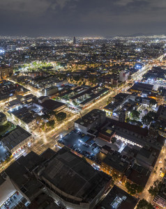Illuminated aerial view Mexico City at night Mexico