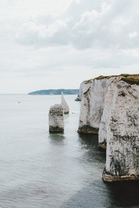 Scenic white cliffs above ocean Jurassic Coast Dorset UK