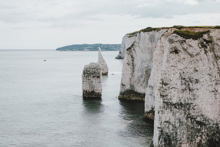 Scenic white cliffs above ocean Jurassic Coast Dorset UK