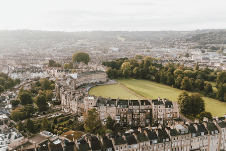 Scenic aerial cityscape view Bath Somerset UK