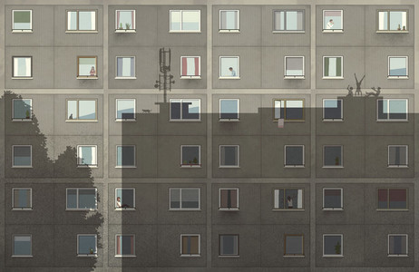 Shadows on apartment building