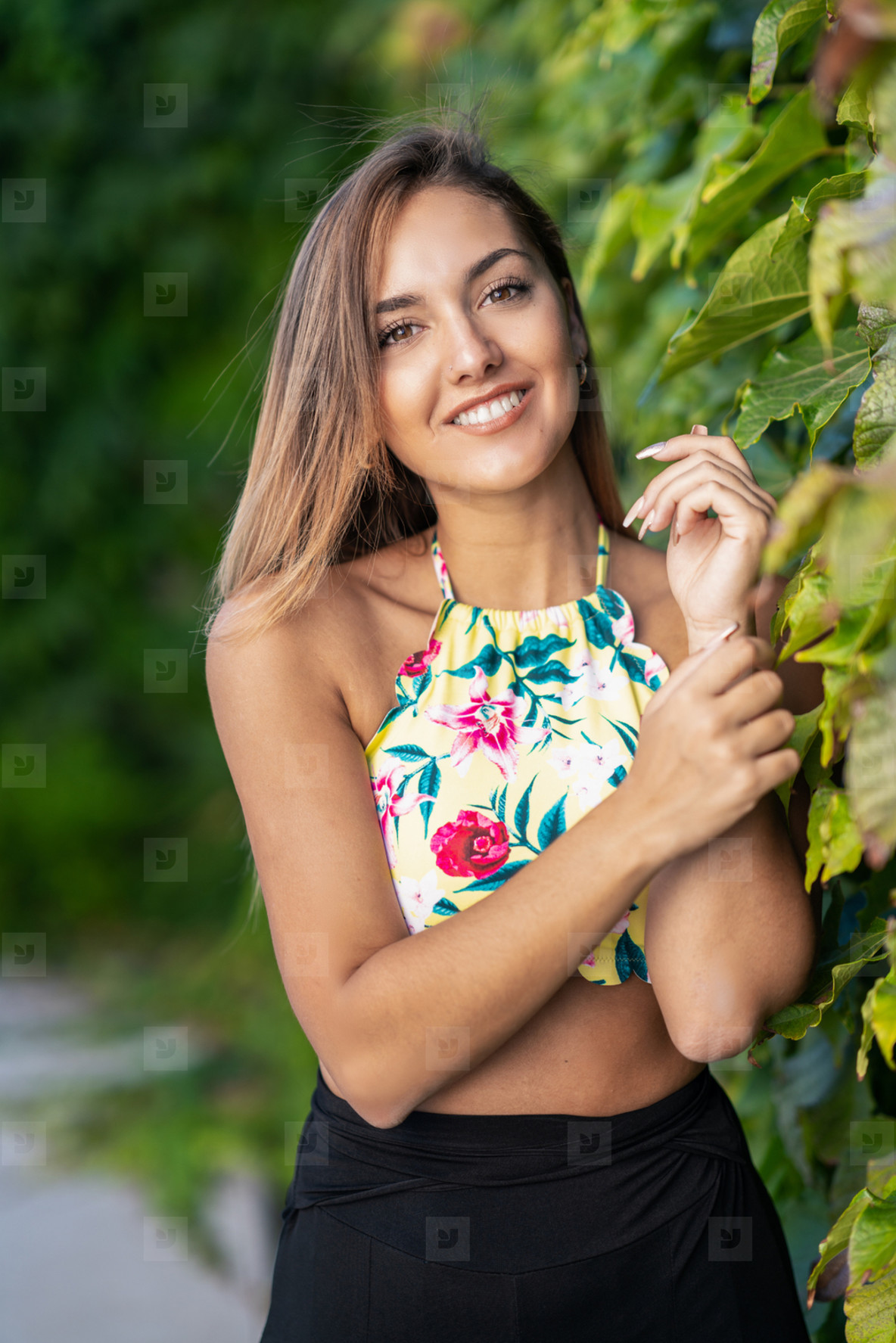Happy young girl with beautiful straight hair