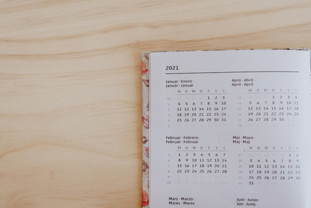 an open planner in the 2021 calendar