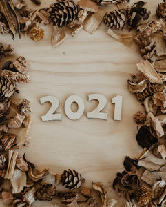 2021 in wooden numbers to celebrate the new year