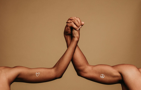 Two hands together showing unity