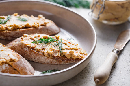 Toasts with pate and fresh dill  Healthy appetizer
