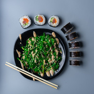 set sushi with seaweed