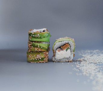 sushi green dragon on gray background