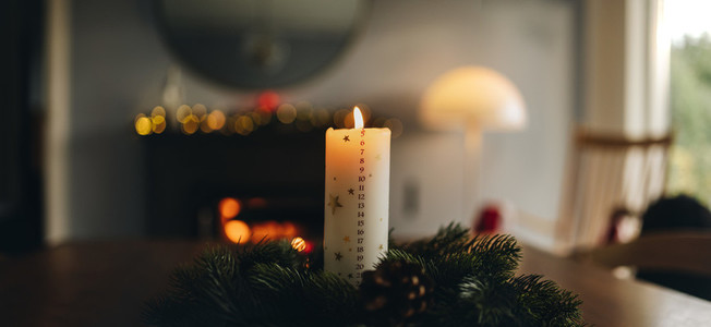 Advent wreath with Christmas candle