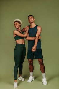 African american fitness couple standing together