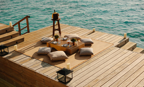 Overwater deck at a luxury resort