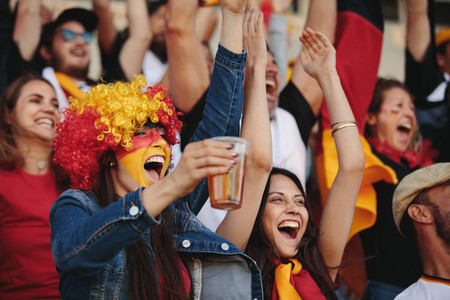 Excited German fans celebrating their teams victory
