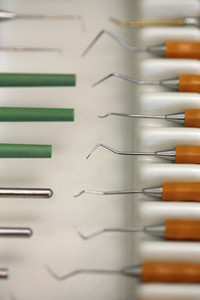 Close up dental plaque remover tools