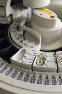 Scientific centrifuge and equipment in laboratory