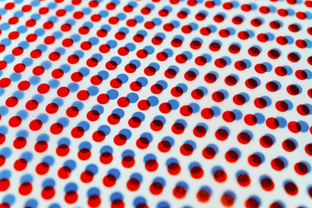 3D red and blue dots pattern overlapping on white background
