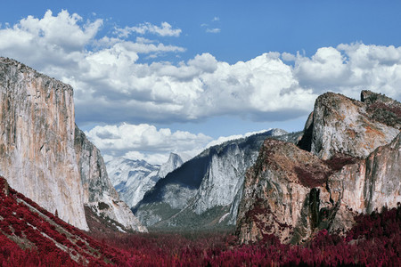 Scenic majestic El Capitan and Half Dome rock formation