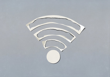 Paper cut outs forming wifi symbol