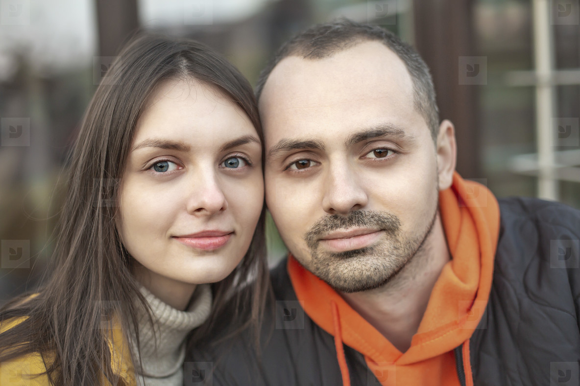 Portrait confident with attractive young brunette couple