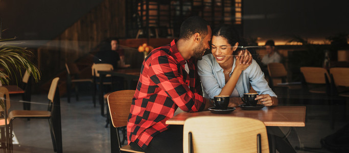 Romantic couple on coffee date