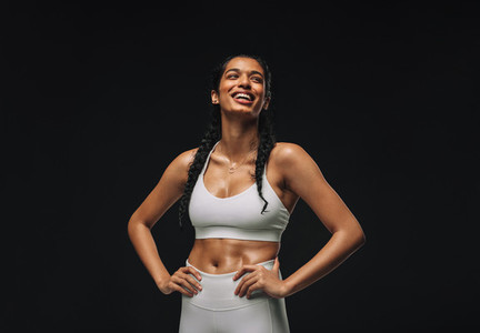 Portrait of smiling female athlete