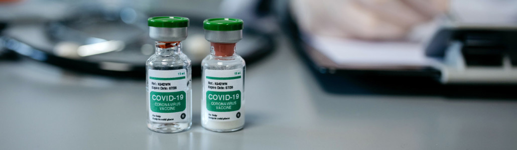 Two vials of coronavirus vaccine