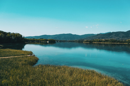 View of Banyoles Lake  in Gerona Catalonia  Spain