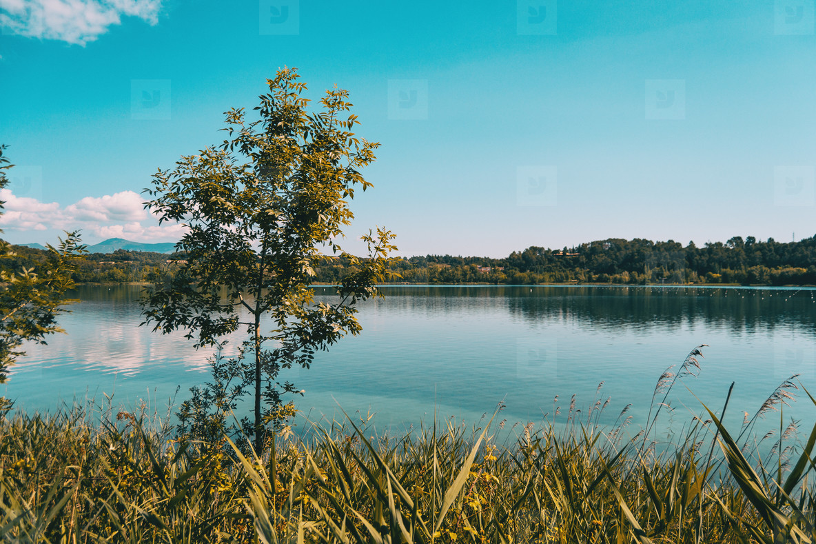 View of Banyoles Lake, in Gerona Catalonia, Spain