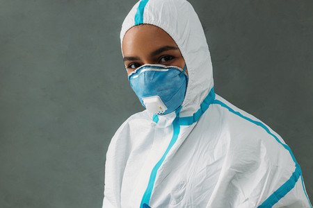 Portrait of a young nurse wearing pandemic suit