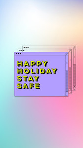 Happy holiday stay safe interface window with collage style in g