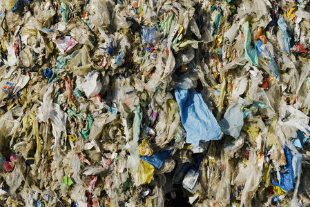 Close up compressed bundle of plastic recycling