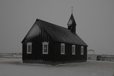 Tranquil simple snowy church