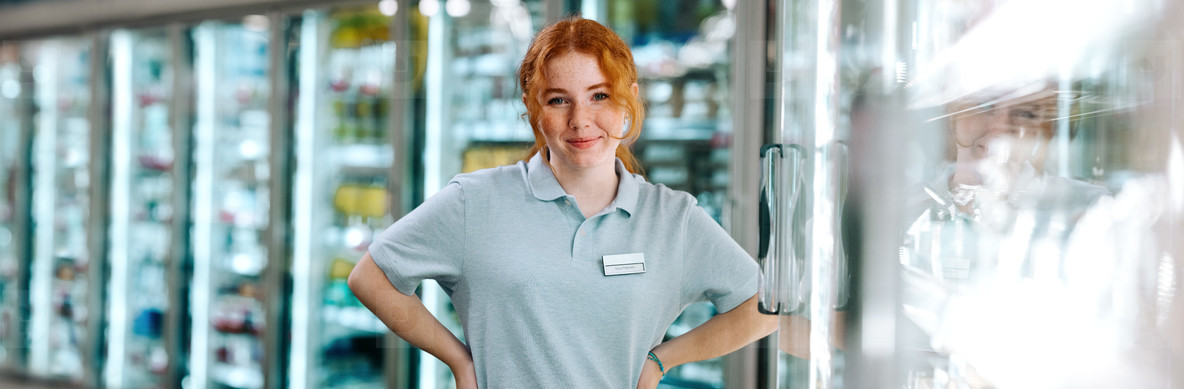 Woman working at supermarket
