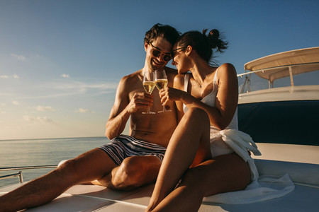 Couple enjoying holiday on a luxury yacht