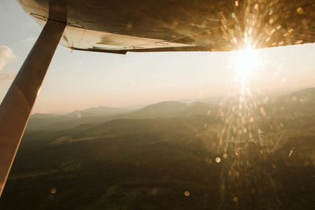 Sun through airplane window