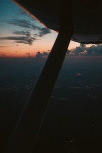 Sunset out airplane window