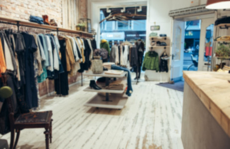 Interior of a small clothing store