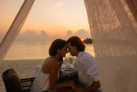 Couple on a romantic date at a beach resort