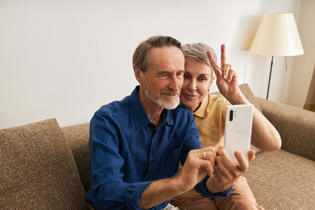Senior couple taking a selfie  Mature people spending time together and having fun